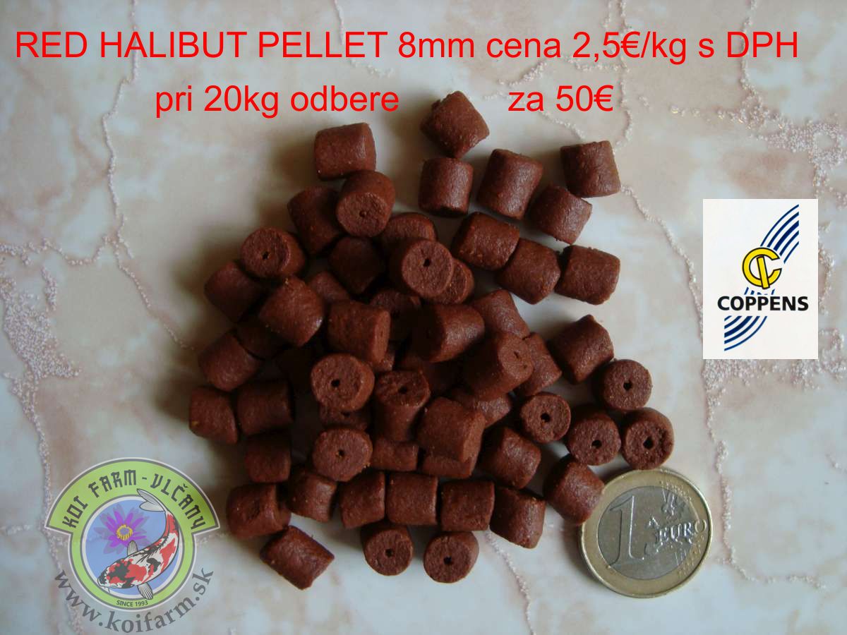 Pelety Red Halibut 8mm cena 66€/20kg s DPH dierkou