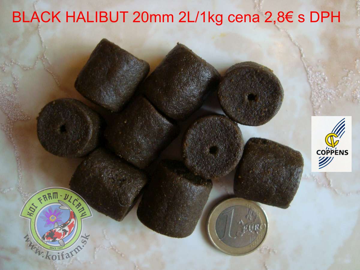 Pelety Black Halibut 20mm cena 2.80€/kg s DPH dierkou