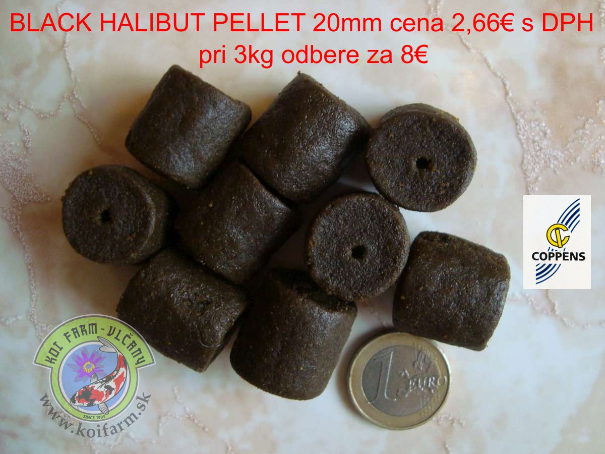 Pelety Black Halibut 20mm cena 8€/3kg s DPH dierkou